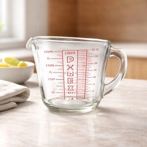 Vintage Pyrex Clear Glass 4 Cup Measuring Cup with Red Scale